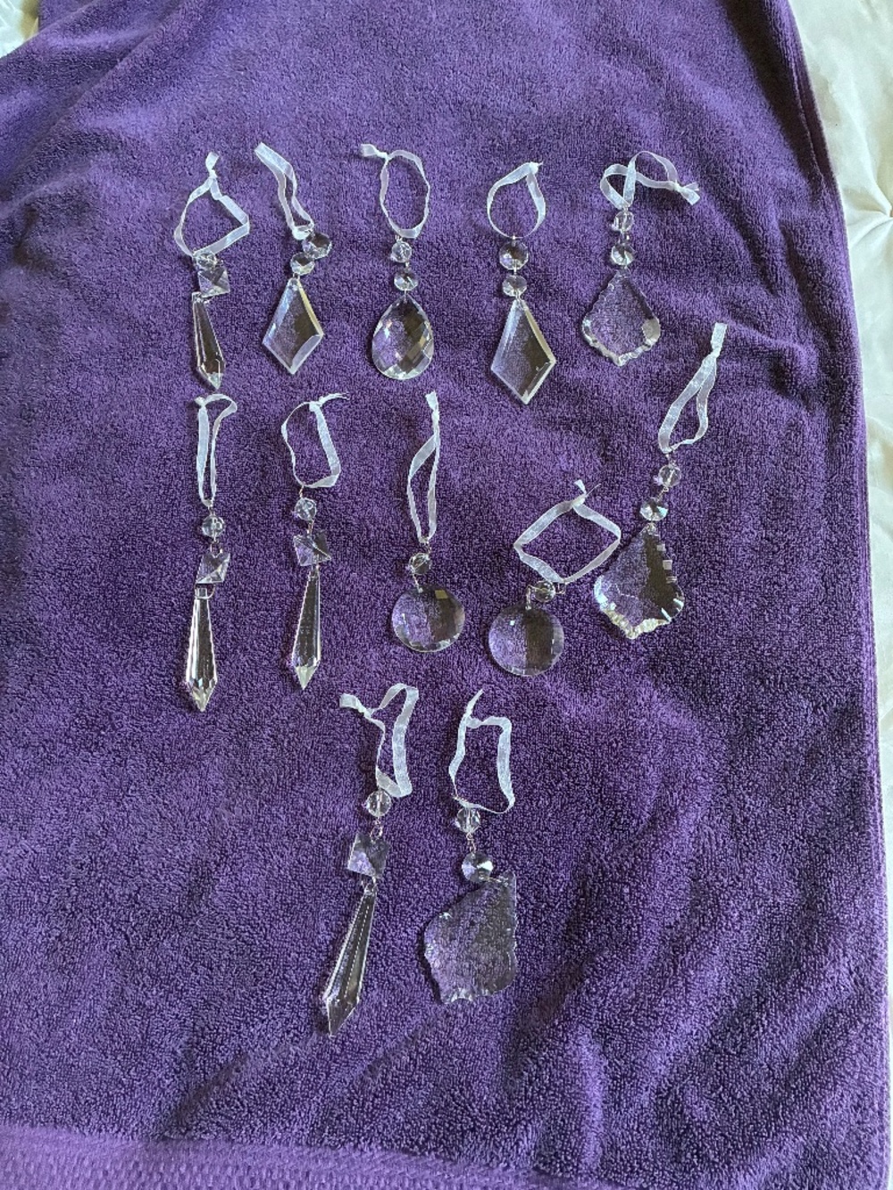 Set of 12 Hanging Crystal Assorted Shape Ornaments